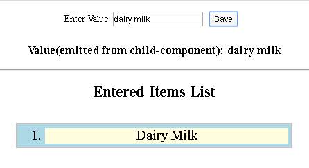 output of the entered item output of the entered item