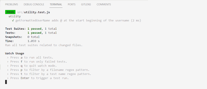 Unit Test Output